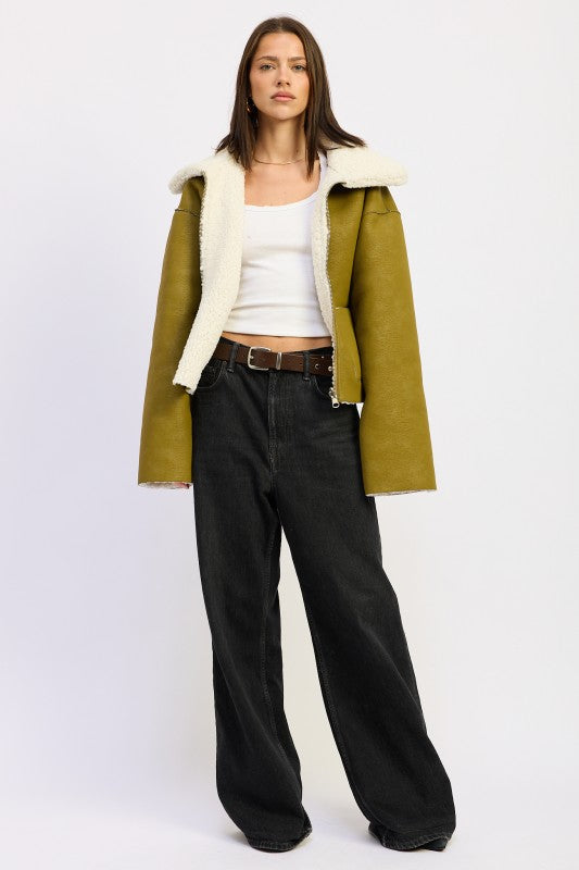 Reversible suede shearling jacket 24268929_0f3d1ebd-db86-43f2-9a01-0ed822fd5b80