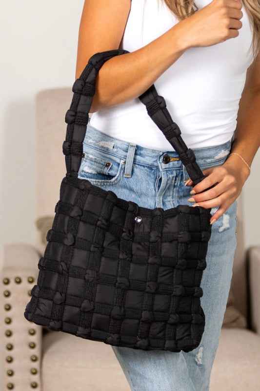 Maya Basket Weave Puffer Tote Black OneSize 24272626_74f63066-7104-4a23-87f9-f9cb0bc9f021