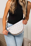 Olivia Nylon Checkered Foldover Crossbody Almond OneSize 24279550_3d288573-e86c-4363-9ba3-2185ba5b3e6f