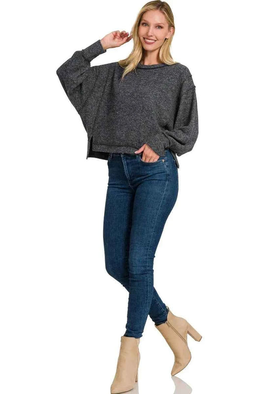Zenana Brushed Melange Hacci Oversized Pullover 242f350ebf8746e98059828e7ae256cb-Max-Origin