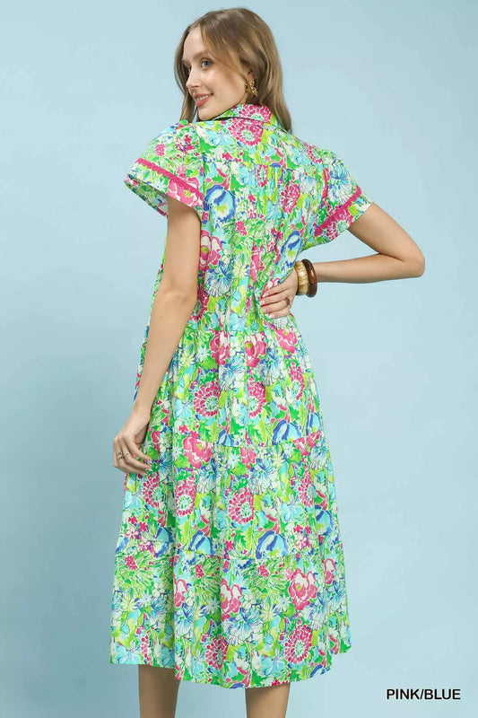 Bold Mixed Floral Tiered Midi Dress 242ffc3f-86e8-4b26-b354-675455ece039-Max-Origin