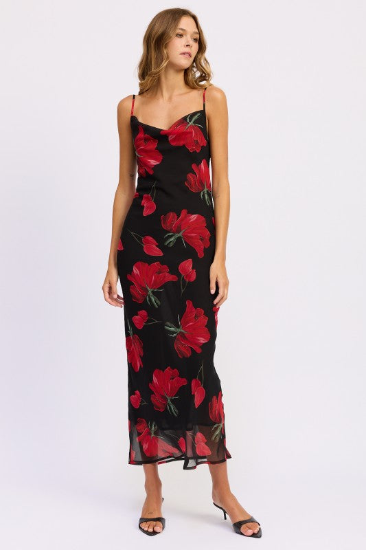 Floral printed cowl neck maxi dress 24310984_831bc82d-82d4-4156-b5e0-625050e4f20e