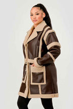 Brown Faux Leather Shearling Trim Coat 24351033_49fa4403-323b-4c38-a678-93c4e3ea9ed3