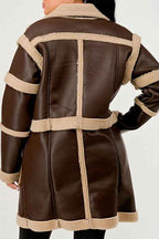 Brown Faux Leather Shearling Trim Coat 24351033_5ec396a3-3f90-49e6-bdfd-9931e3772176