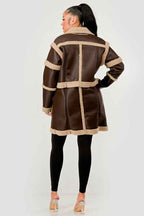 Brown Faux Leather Shearling Trim Coat 24351033_75abdacc-1c43-4f76-b994-55bb12646097