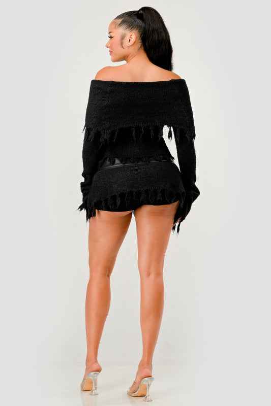 Off-Shoulder Knit Set with Faux Leather Mini Skirt 24351169_0476293c-db1f-4527-92f5-2ea5e4703005