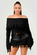 Off-Shoulder Knit Set with Faux Leather Mini Skirt BLACK 24351169_4a095a3a-d0ac-4225-8217-fc0248fe2d63