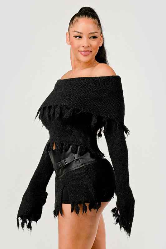 Off-Shoulder Knit Set with Faux Leather Mini Skirt 24351169_96408d89-1ba5-496a-9f84-187ed727b4fb
