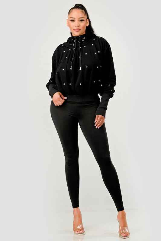 Grommet Detail Drawstring Hoodie 24351257_7ba23125-d275-45ad-968d-4c7e82849dfa