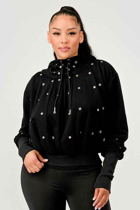Grommet Detail Drawstring Hoodie 24351257_a8df6709-c17e-4c8e-874e-a589a80c65d5