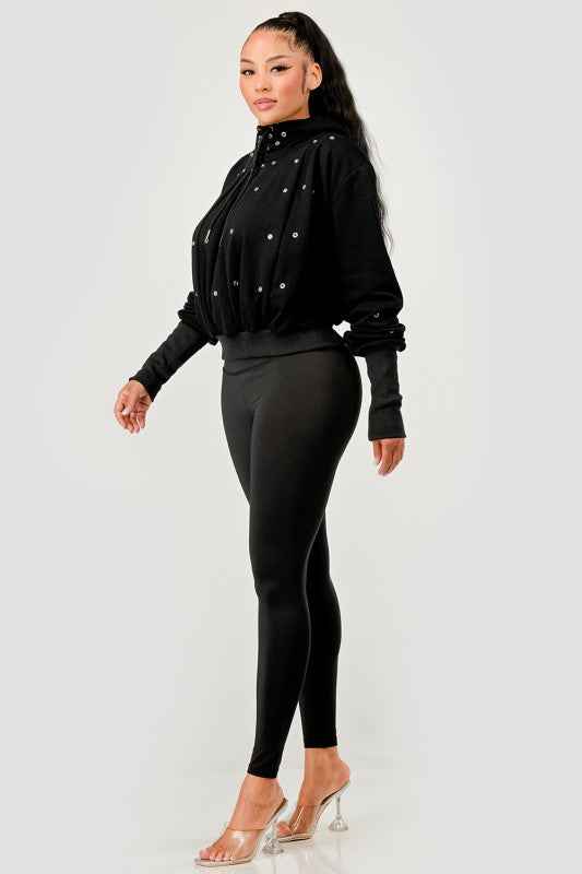 Grommet Detail Drawstring Hoodie 24351257_bf4ab7f9-c72a-4434-89ad-105f7f18493c