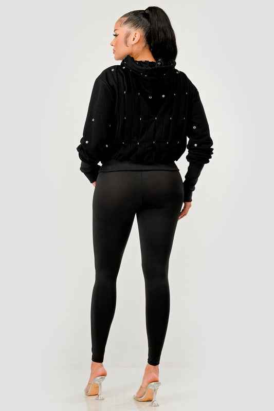 Grommet Detail Drawstring Hoodie 24351257_e7a0b462-348b-4efb-954f-1a8941c881f1