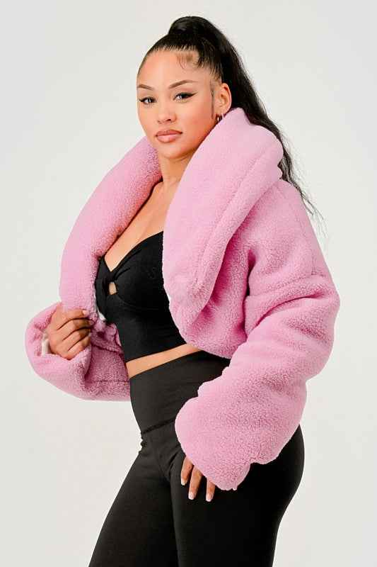 Pink Teddy Crop Jacket 24378526_4f5ff4c1-35e3-404e-983c-dcf19a845732
