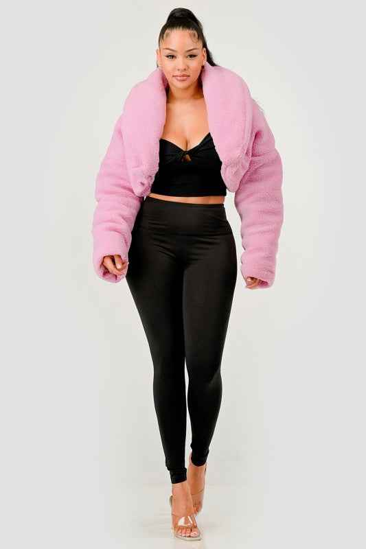 Pink Teddy Crop Jacket 24378526_689f668e-f7e0-41f5-bb41-743a26fc8cc0