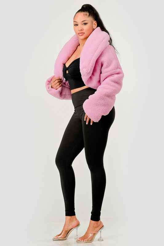 Pink Teddy Crop Jacket 24378526_92d70f81-61ea-4ca8-b075-5c1421b657b1