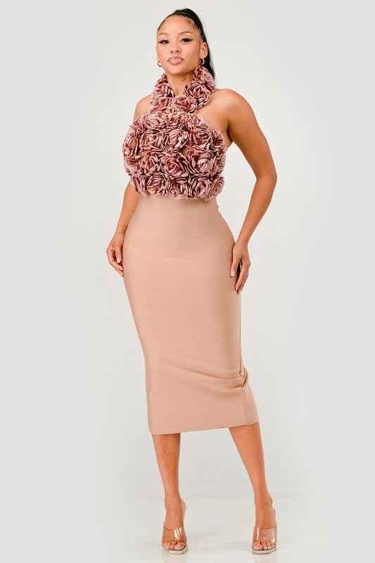 Rose Applique Halter Midi Dress 24399198_12cd9a42-2b61-49e1-9af8-c43086588b6e