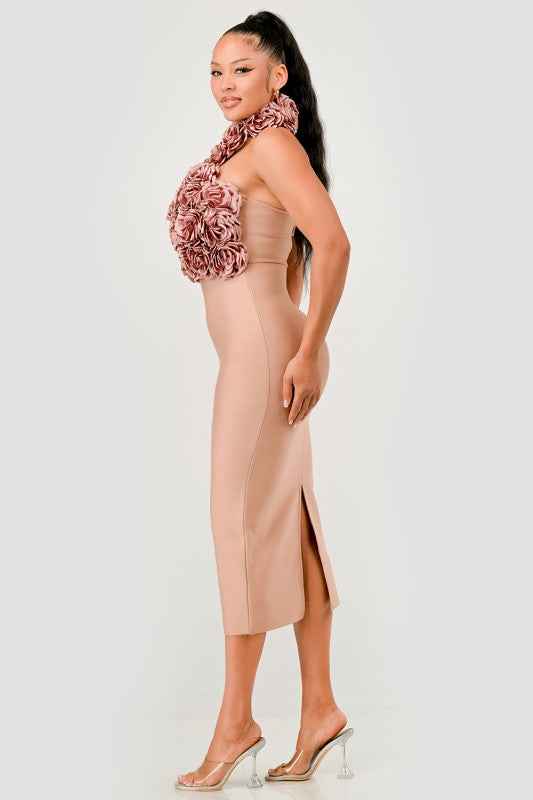 Rose Applique Halter Midi Dress 24399198_1747fd99-41f0-4c6e-b2d6-05d4ec445936