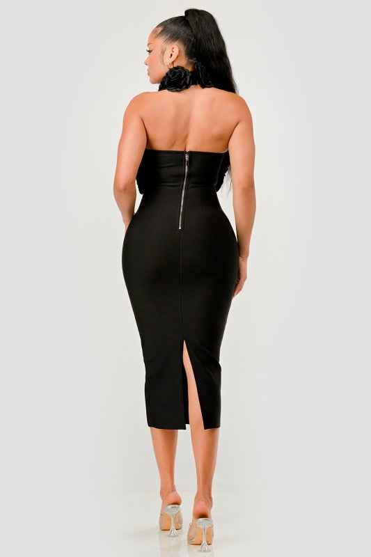 Rose Applique Halter Midi Dress 24399198_20d91658-90c4-4a5d-92e2-7c06a0b776fe
