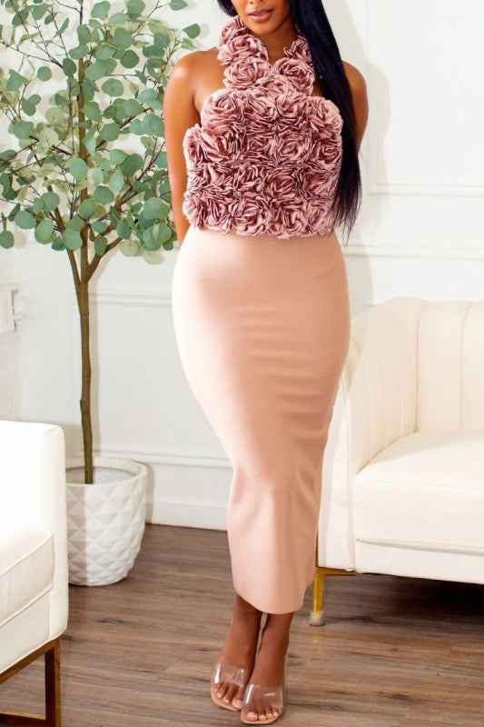 Rose Applique Halter Midi Dress 24399198_2d8ebfb2-2172-4848-840c-2750f598f455
