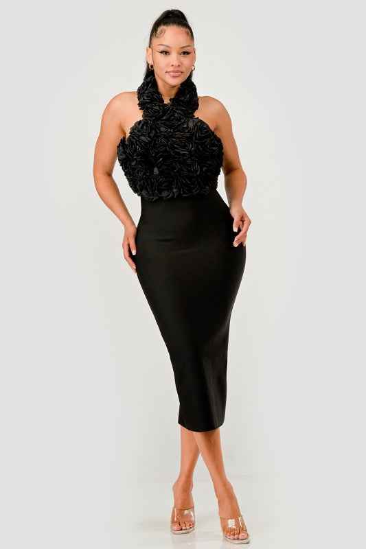 Rose Applique Halter Midi Dress BLACK 24399198_c7593a77-b9e9-4d39-917d-2ff23f13b5fc