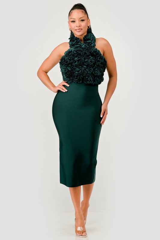 Rose Applique Halter Midi Dress 24399198_df6c8648-8426-4a18-81ec-03c19b2ff091