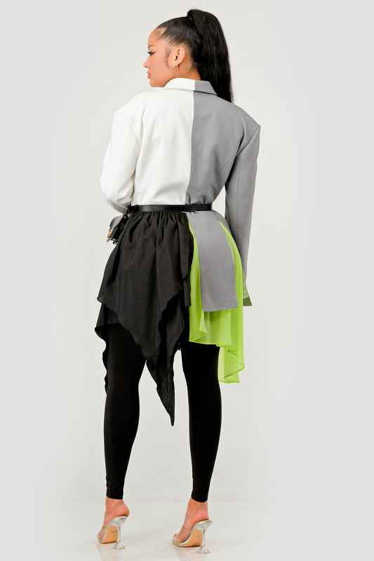 Colorblock Blazer with Layered Skirt Detail 24399202_83c5af05-3fbc-472c-b916-2fa3451f8f8a