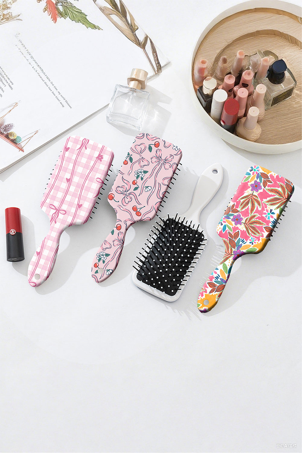 Rose Red Floral Print Air Cushion Comb 243be5008647c025
