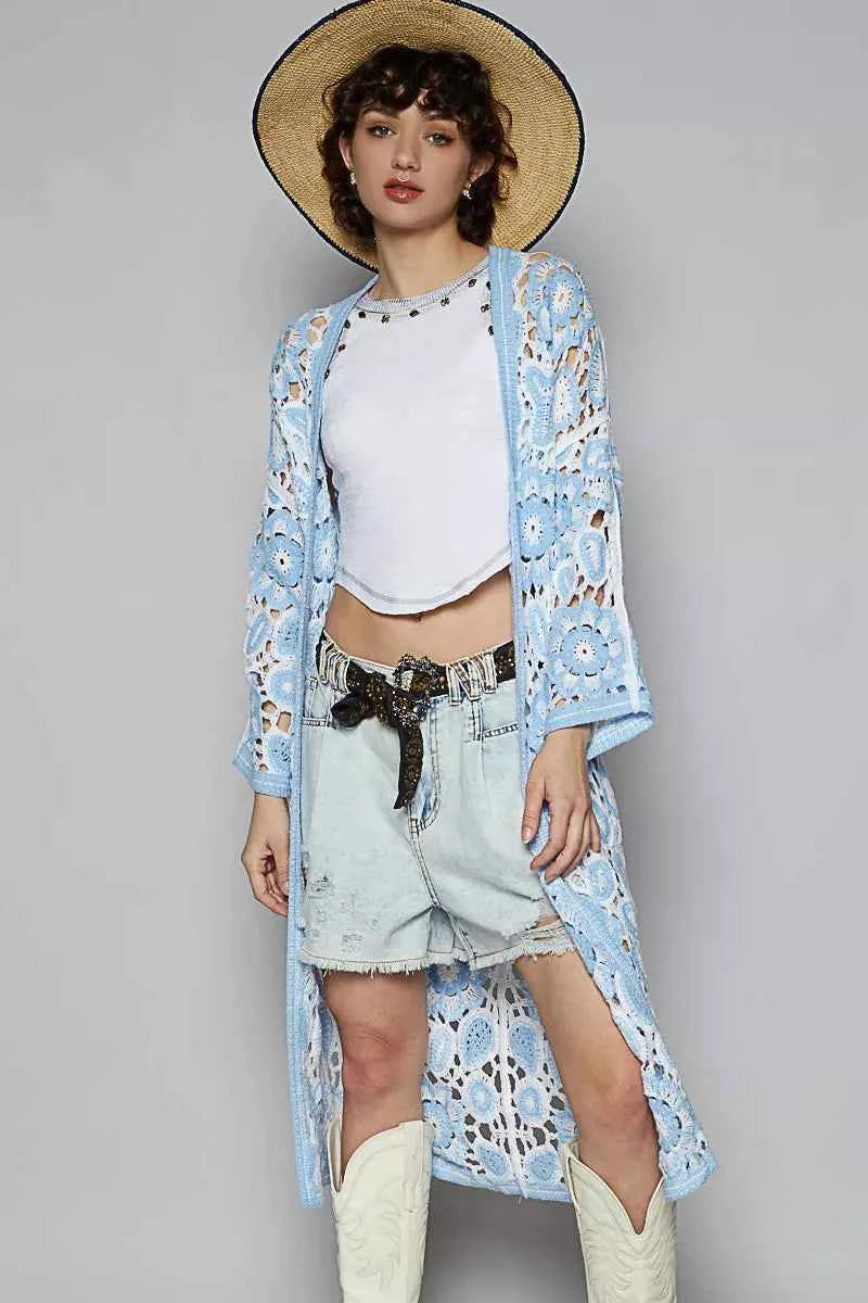 POL Open Front Crochet Cardigan with Knit Weave Patterns Blue One Size 2443207f-3c84-43a7-8d09-bc48cdc3d7c7-Max-Origin