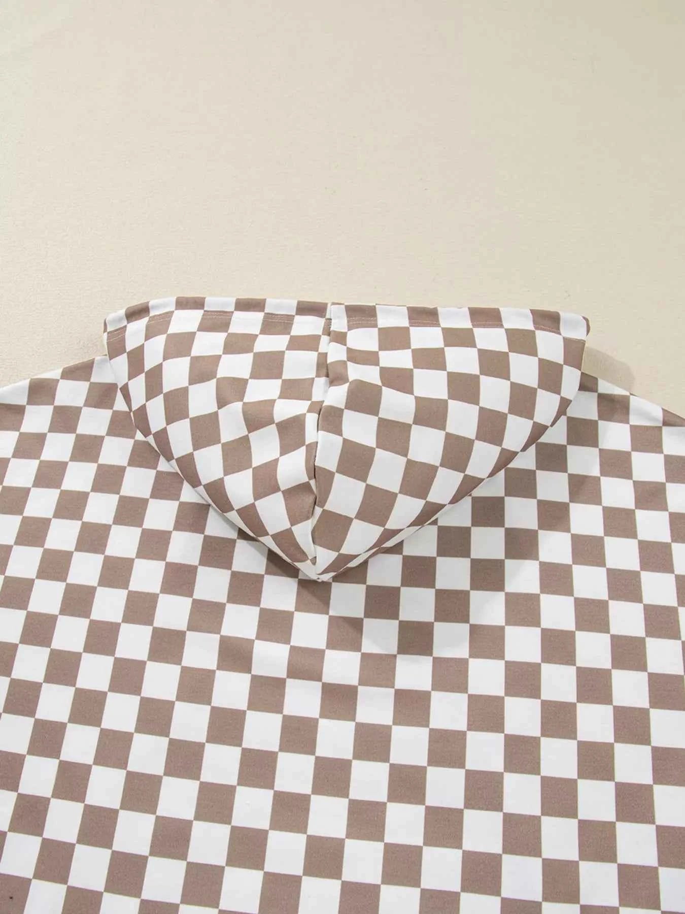 Checkered Pattern Oversized Drawstring Hoodie 244e63c67dd940d8a67da32942808643-Max-Origin