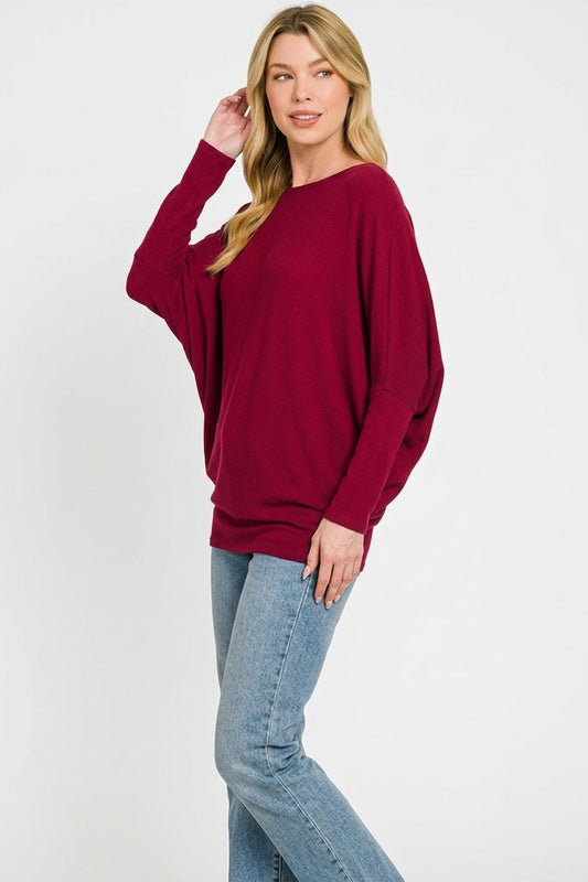 Hacci Dolman Sleeve Boat Neck Top 244f7515-ab0c-4ee6-9841-742484addbb1-Max