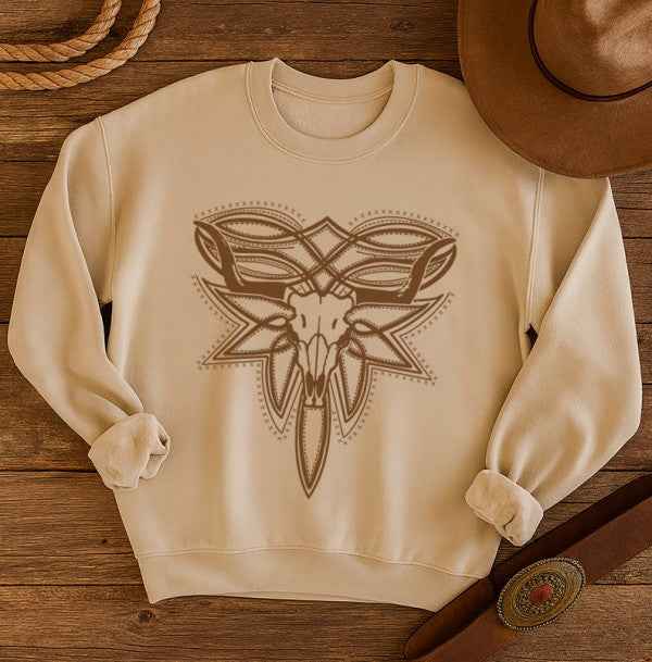 Western Skull & Boot Stitch Graphic Sweatshirt SAND 24515027_efc9fe33-a56d-41f5-b6a9-1eca4a6692b8