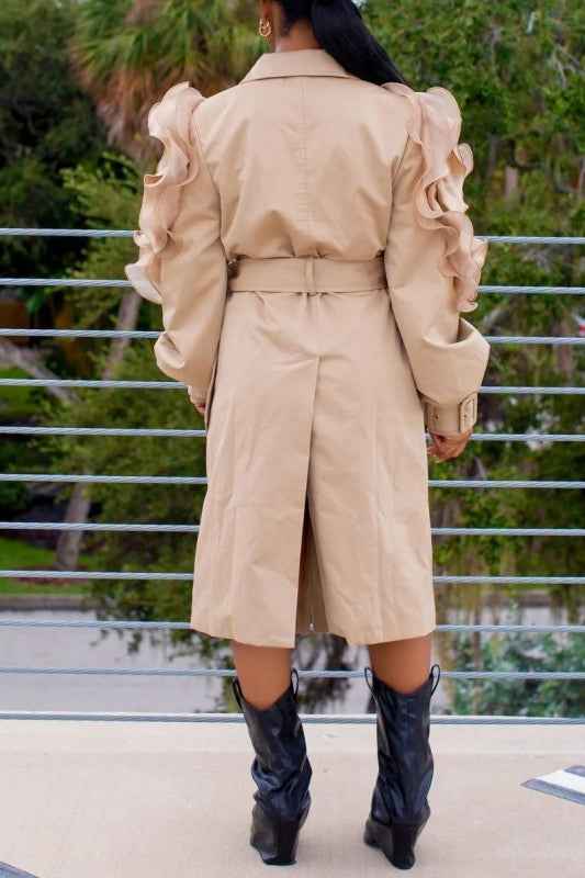 Ruffle Detail Belted Trench Coat 24521623_ba0c7f2f-06f6-4aec-aa0a-97be8e1d48e3