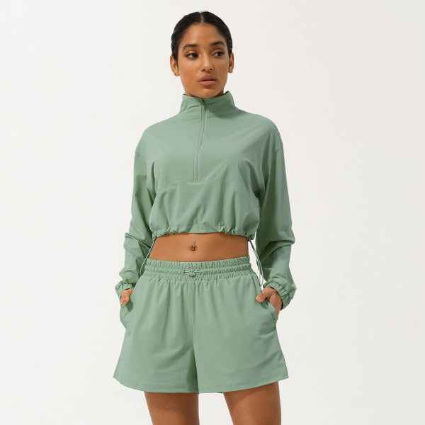 Well-in Vogue Momentum Half-Zip Shorts Set Green 24530330_7cce8fce-08e8-46db-8f8e-eb38bdd73b36