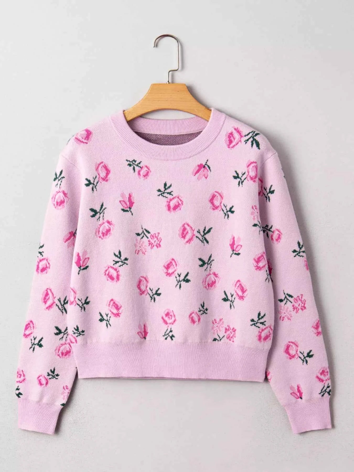 Floral Drop Shoulder Cropped Sweater 24534fc5c49f46fbb66401519bbf7e02-Max-Origin