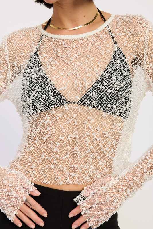 LONG SLEEVE SHEER CROPPED TOP 24570900_2e5861c9-42d0-4249-9871-85c88673d27f