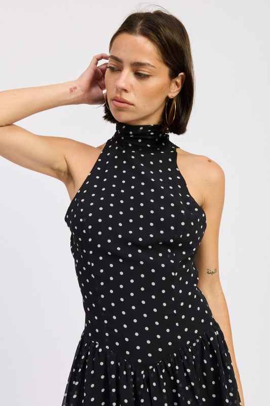 SLEEVELESS HIGH NECK MINI DRESS WITH POLKA DOTS 24570903_28541b49-0d43-4ac4-8737-684a015cb882