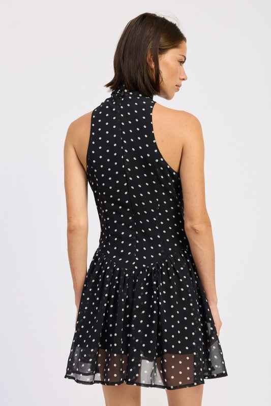 SLEEVELESS HIGH NECK MINI DRESS WITH POLKA DOTS 24570903_683d84ef-feb4-4217-9dd9-d5f93b1961a7