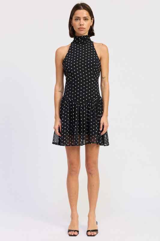 SLEEVELESS HIGH NECK MINI DRESS WITH POLKA DOTS 24570903_dd03829e-ebfe-4847-bfb6-35ad05531f90