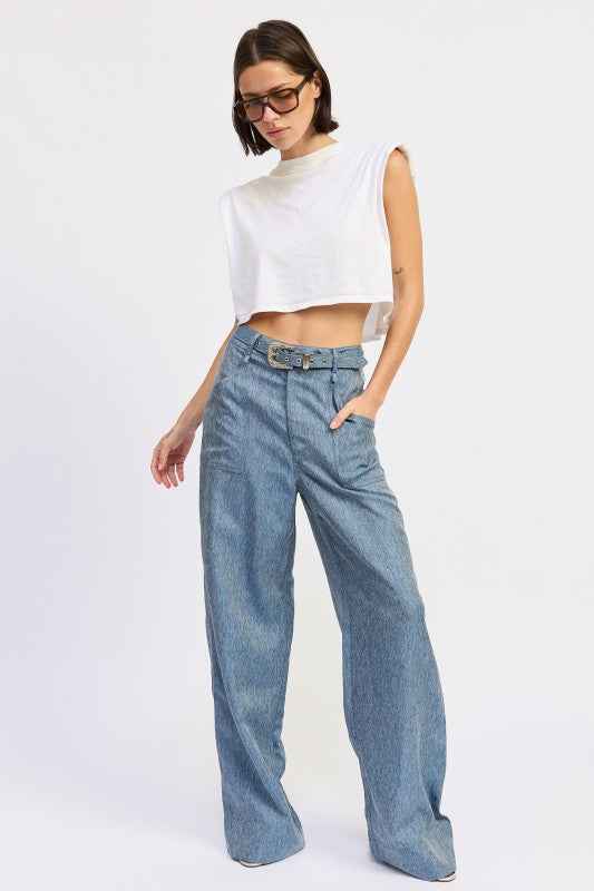 BELTED WIDE LEG DENIM TROUSERS DENIM BLUE 24570906_77760638-ad1a-4717-8a24-a47e92c1fdd9