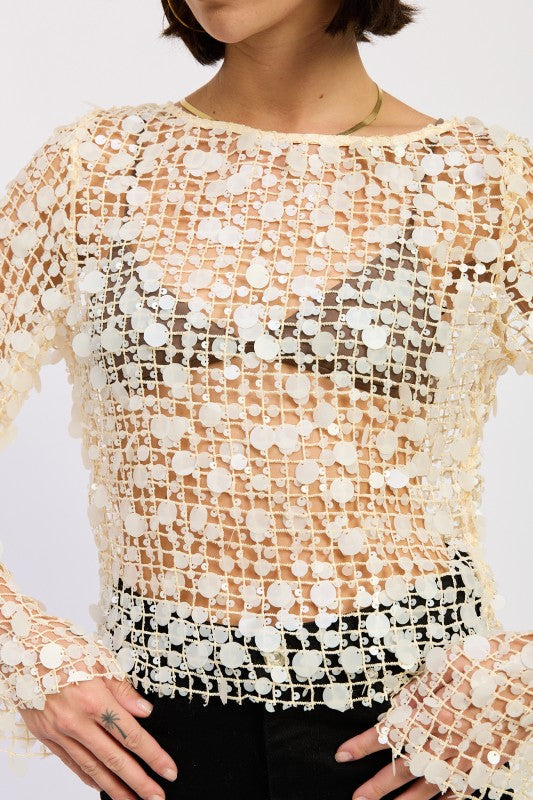 Long sleeve sequin mesh top 24570907_1b5dd3db-8124-4555-9651-7b10c2ba481e