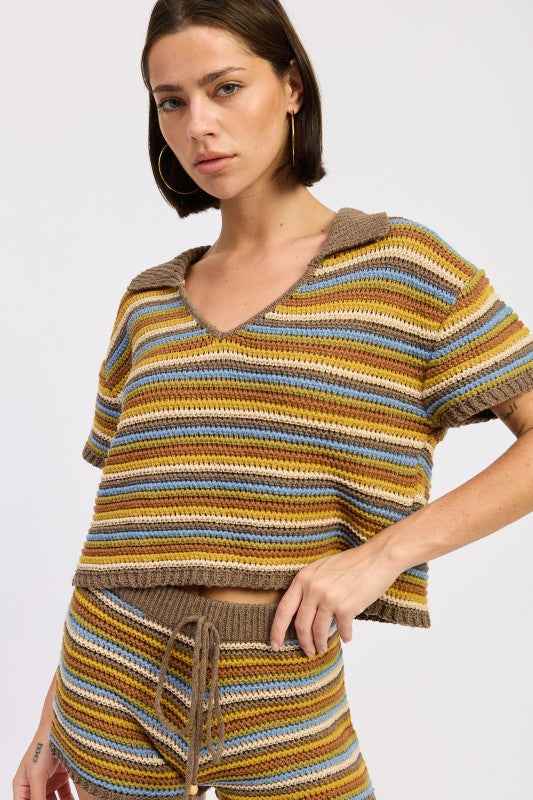 STRIPED CROCHET KNITTED COLLARED TOP 24571085_009d8801-1c5a-45f3-afd2-8e258fda20a5