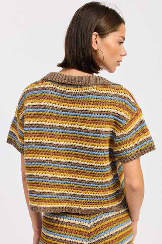 STRIPED CROCHET KNITTED COLLARED TOP 24571085_a3385297-77be-4693-8429-703f0dfffc02
