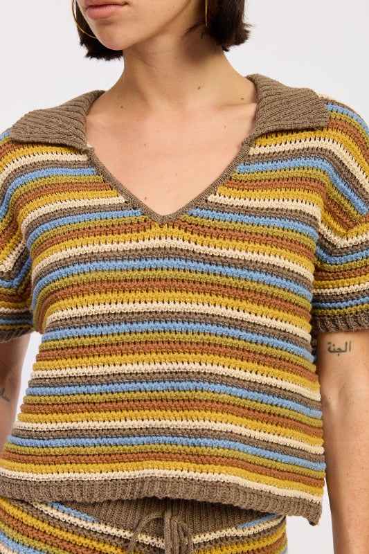 STRIPED CROCHET KNITTED COLLARED TOP 24571085_a736c8f8-a0f5-466b-b9fa-dbb3f9562b52