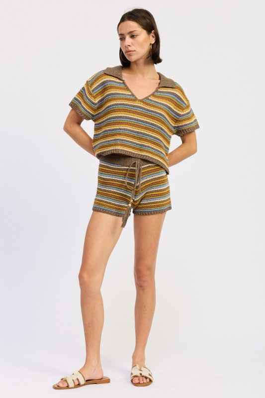STRIPED CROCHET KNITTED COLLARED TOP 24571085_b038b6c0-9736-41b3-a77e-b7055bc68c3b