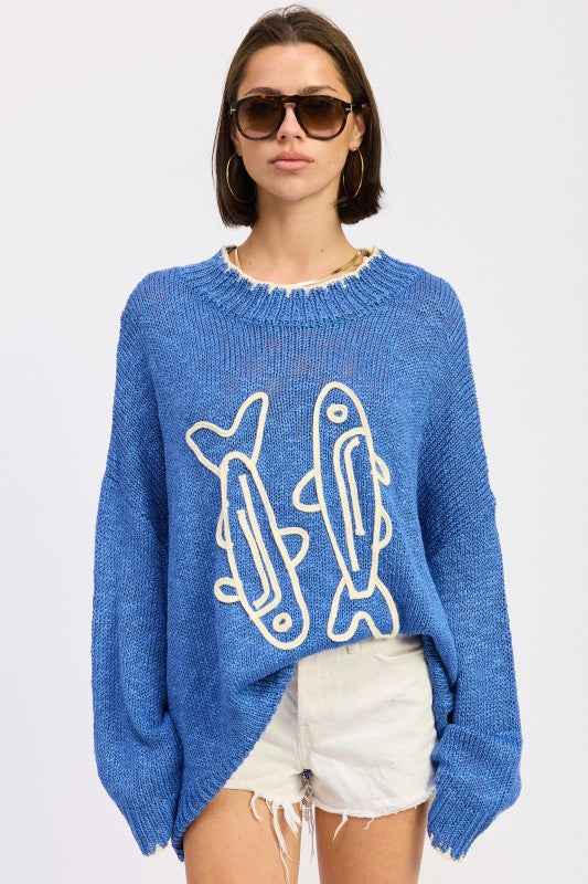 OVERSIZED LONG SLEEVE KNITTED SWEATER BLUE 24576730_aa2422cf-eac6-42d8-8e26-984e4410e012