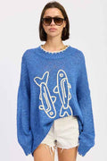 OVERSIZED LONG SLEEVE KNITTED SWEATER BLUE 24576730_aa2422cf-eac6-42d8-8e26-984e4410e012