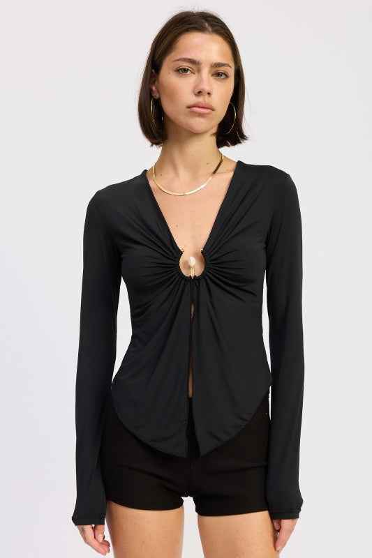 LONG SLEEVE FRONT RING RUCHED TOP BLACK 24577142_061ab4b1-6d94-4a10-a73e-77fa19fbf1ff