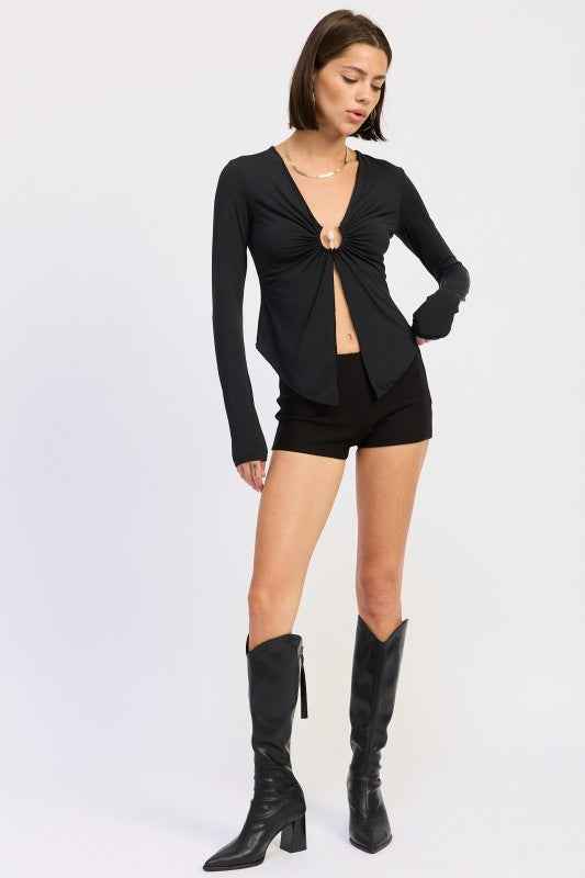 LONG SLEEVE FRONT RING RUCHED TOP 24577142_25213fa1-83da-4571-80ff-55a06ebcfc69