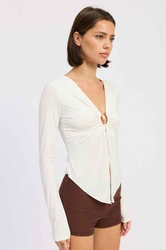 LONG SLEEVE FRONT RING RUCHED TOP 24577142_551e6774-0dee-4bc8-8337-f401be27d278