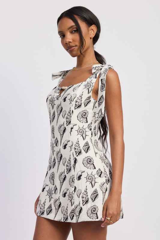 SQAURE NECK FITTED MINI DRESS WITH TIE STRAPS 24577145_e01d9754-3452-417d-b03d-c6fd90d0f99e